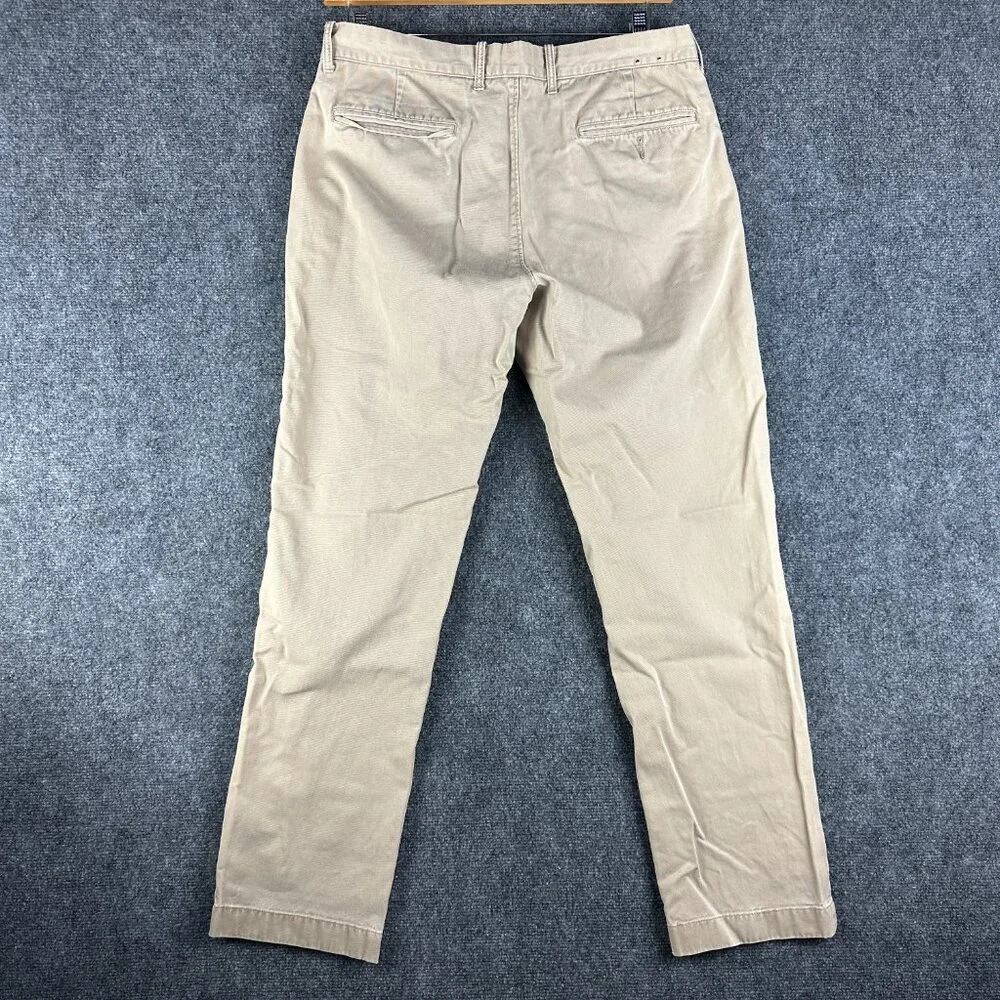 J Crew Pants Men 33 The Sutton Tan Cotton Flat Front Pockets Straight Leg
